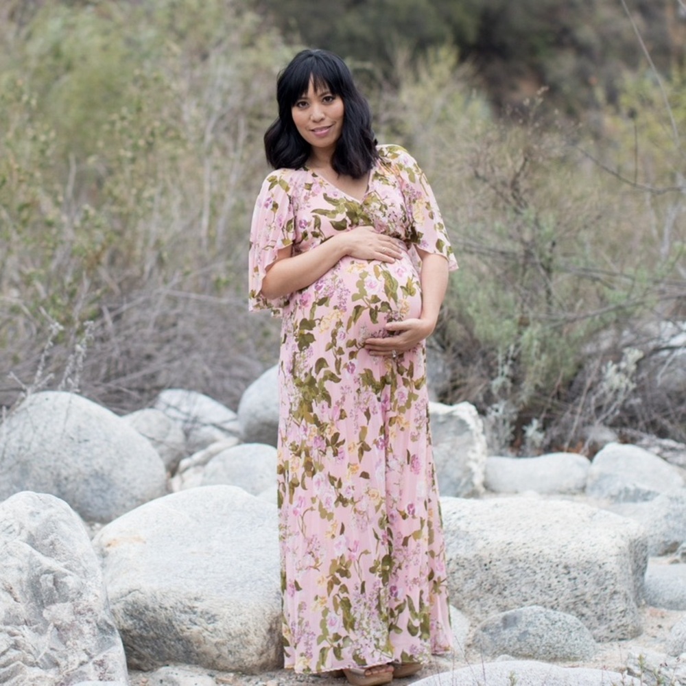 Floral Pink Maternity Dress